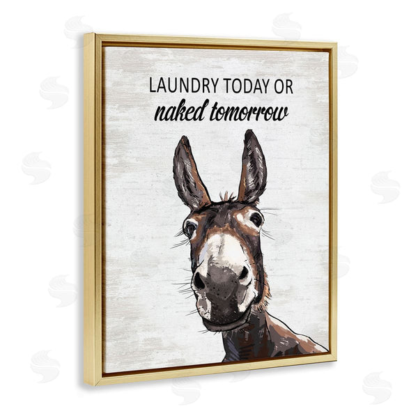 Stupell Industries Lettered And Lined | Laundry Today Naked Tomorrow Donkey
