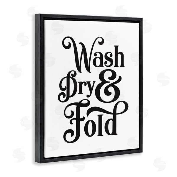Stupell Industries Lettered And Lined | Laundry Wash Dry & Fold Phrase Minimal White Black Wall Art