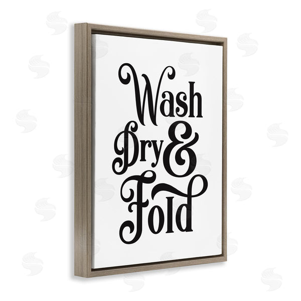 Stupell Industries Lettered And Lined | Laundry Wash Dry & Fold Phrase Minimal White Black Wall Art