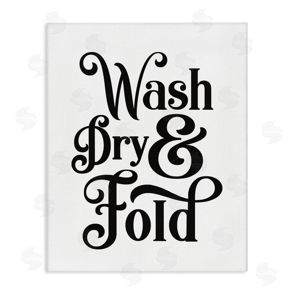 stupell industries Lettered and Lined | Laundry Wash Dry & Fold Phrase Minimal White Black Wall Art