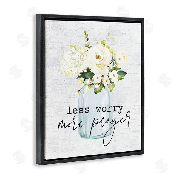 Stupell Industries Lettered And Lined | Less Worry More Prayer Florals