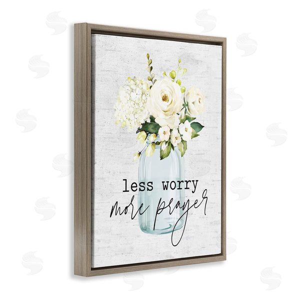 Stupell Industries Lettered And Lined | Less Worry More Prayer Florals