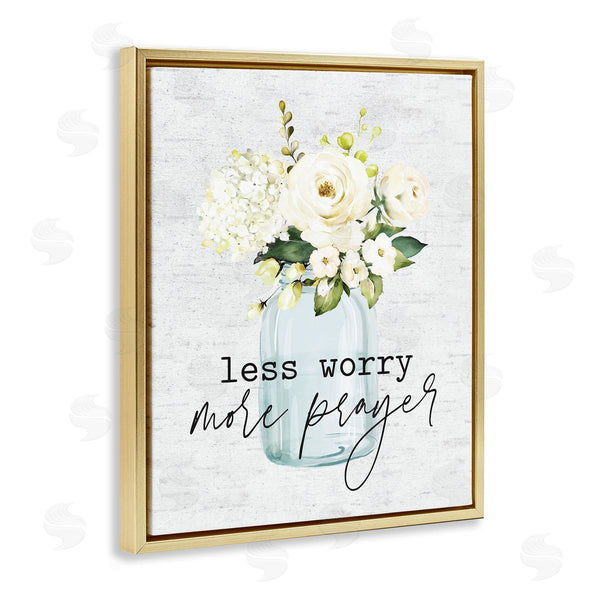 Stupell Industries Lettered And Lined | Less Worry More Prayer Florals
