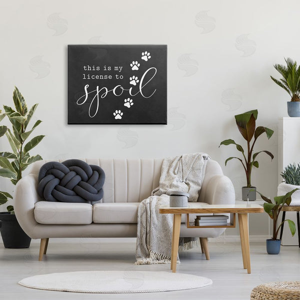 Stupell Industries Lettered And Lined | License To Spoil Walking Paw Prints Animal Pet Wall Art