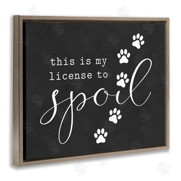 Stupell Industries Lettered And Lined | License To Spoil Walking Paw Prints Animal Pet Wall Art