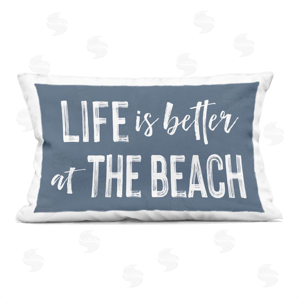 stupell industries Lettered and Lined | Life Better At Beach Blue Printed Throw Pillow
