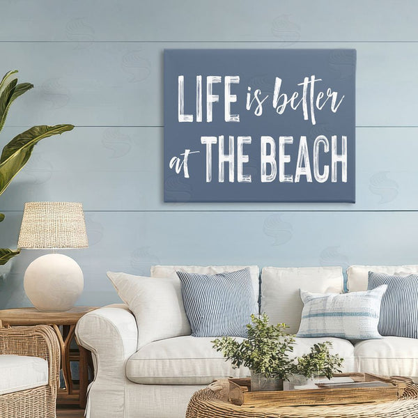 Stupell Industries Lettered And Lined | Life Better At Beach Blue Wall Art