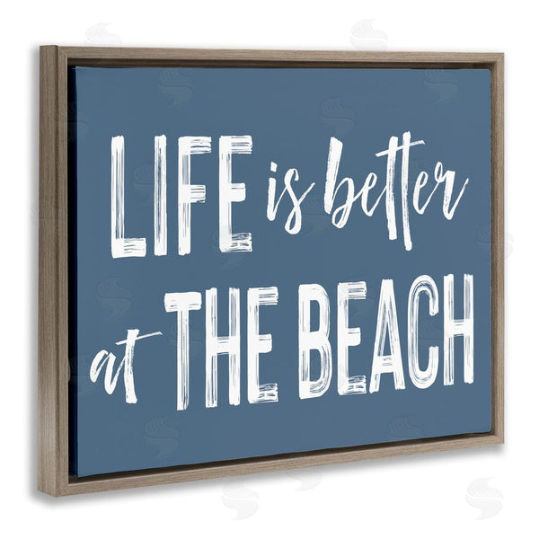 Stupell Industries Lettered And Lined | Life Better At Beach Blue Wall Art