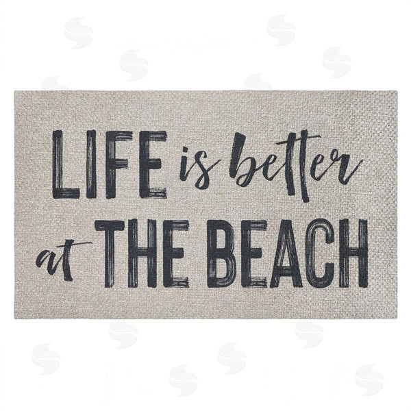 stupell industries Lettered and Lined | Life Better At The Beach Faux Sisal Door Mat