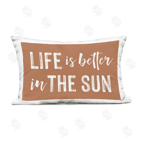 Stupell Industries Lettered And Lined | Life Better In Sun Brown Printed Throw Pillow