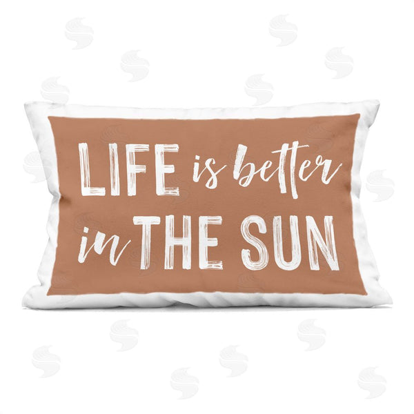 stupell industries Lettered and Lined | Life Better In Sun Brown Printed Throw Pillow