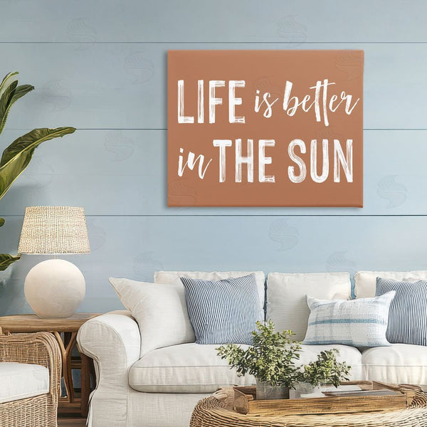 Stupell Industries Lettered And Lined | Life Better In Sun Brown Wall Art