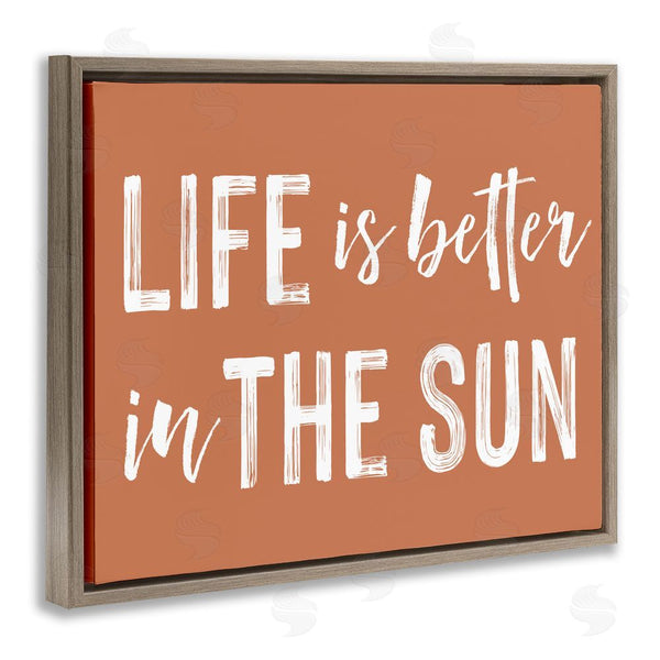 Stupell Industries Lettered And Lined | Life Better In Sun Brown Wall Art