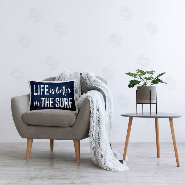 Stupell Industries Lettered And Lined | Life Better In Surf Printed Throw Pillow