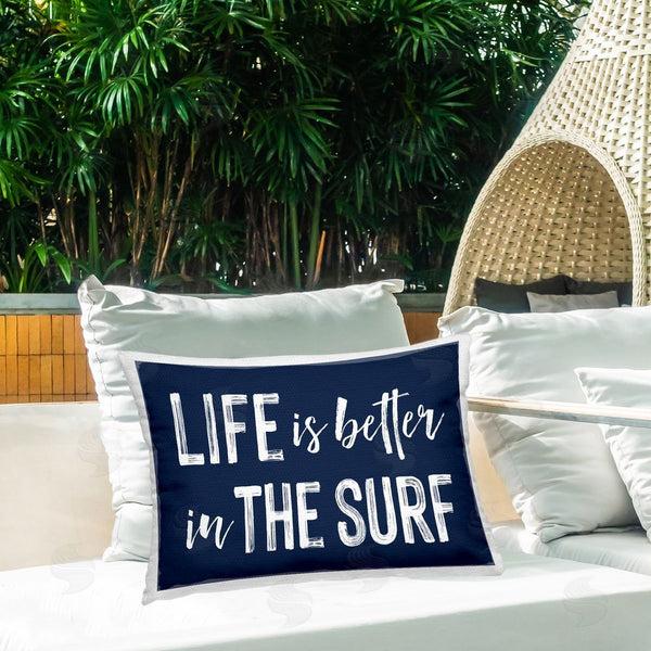 Stupell Industries Lettered And Lined | Life Better In Surf Printed Throw Pillow