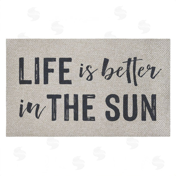 stupell industries Lettered and Lined | Life Better In The Sun Faux Sisal Door Mat
