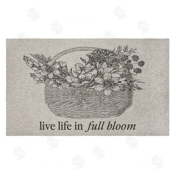 stupell industries Lettered and Lined | Life In Full Bloom Floral Basket Faux Sisal Door Mat