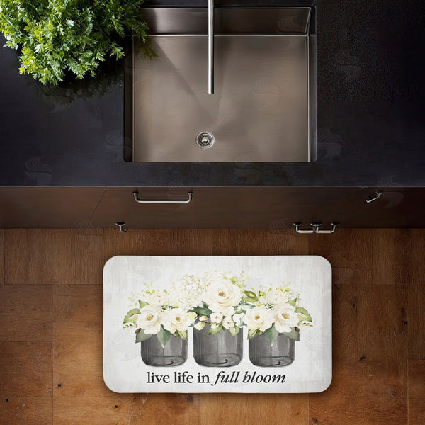 Stupell Industries Lettered And Lined | Life In Full Bloom Flowers Anti-Fatigue Mat