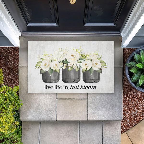 Stupell Industries Lettered And Lined | Life In Full Bloom Flowers Non-Woven Door Mat