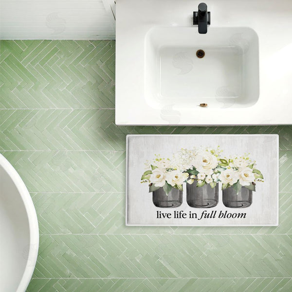 Stupell Industries Lettered And Lined | Life In Full Bloom Flowers Plush Bath Mat