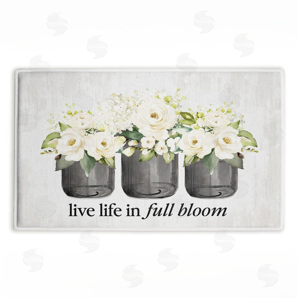 stupell industries Lettered and Lined | Life In Full Bloom Flowers Plush Bath Mat