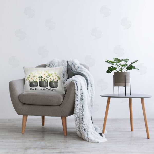 Stupell Industries Lettered And Lined | Life In Full Bloom Rustic Printed Throw Pillow