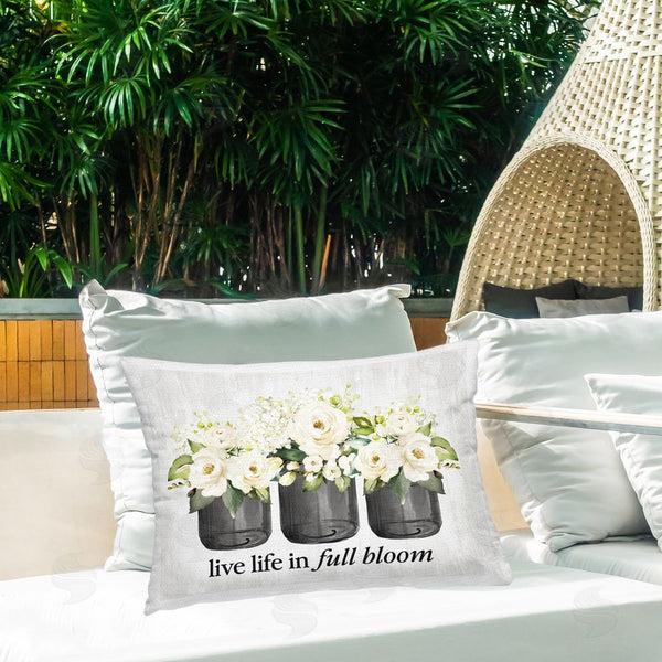 Stupell Industries Lettered And Lined | Life In Full Bloom Rustic Printed Throw Pillow