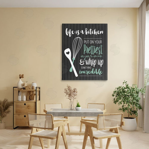 Stupell Industries Lettered And Lined | Life Is A Kitchen Motivational Wall Art