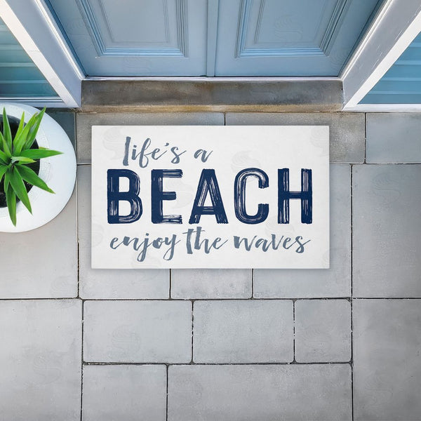 Stupell Industries Lettered And Lined | Life's A Beach Enjoy Non-Woven Door Mat