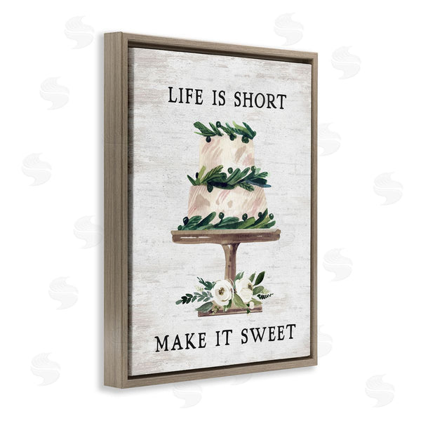Stupell Industries Lettered And Lined | Life's Short Make It Sweet Sentiment Tiered Cake Wall Art