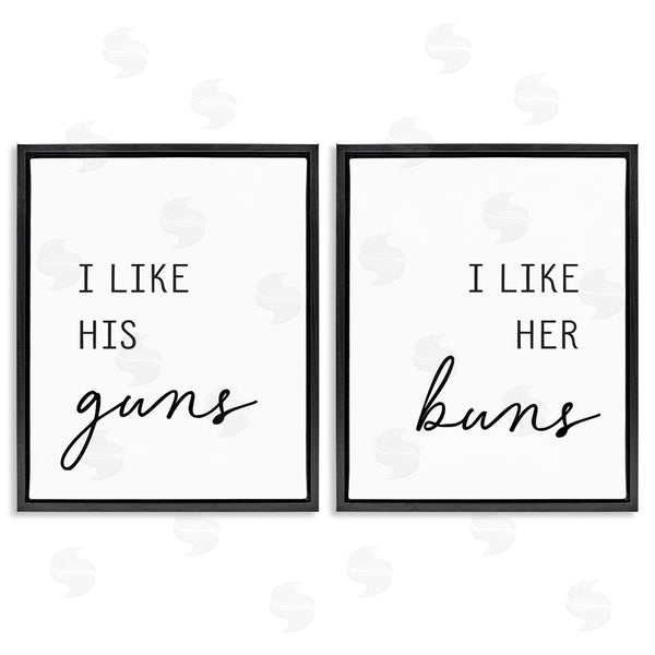 Stupell Industries Lettered And Lined | Like His Guns & Her Buns Wall Art