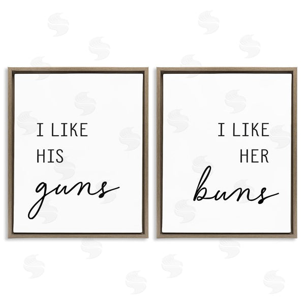 Stupell Industries Lettered And Lined | Like His Guns & Her Buns Wall Art