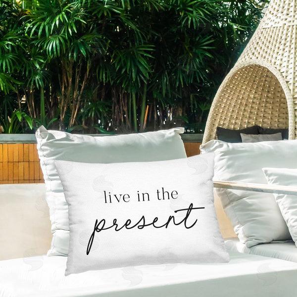 Stupell Industries Lettered And Lined | Live In The Present Printed Throw Pillow