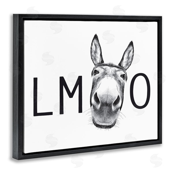 Stupell Industries Lettered And Lined | LMAO Donkey Amusing Monochrome Casual Animal Humor Wall Art
