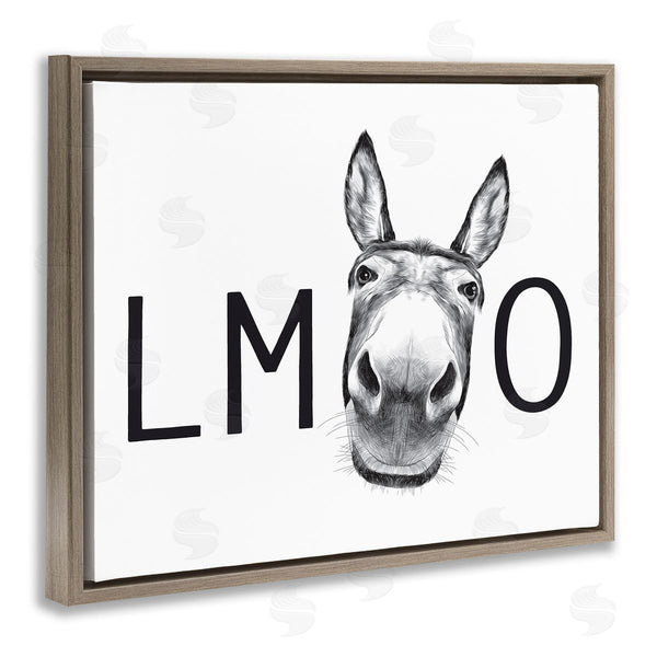 Stupell Industries Lettered And Lined | LMAO Donkey Amusing Monochrome Casual Animal Humor Wall Art