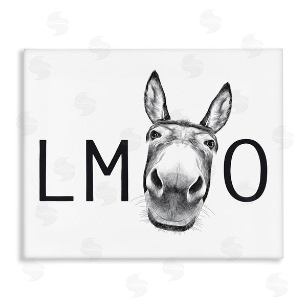 stupell industries Lettered and Lined | LMAO Donkey Amusing Monochrome Casual Animal Humor Wall Art