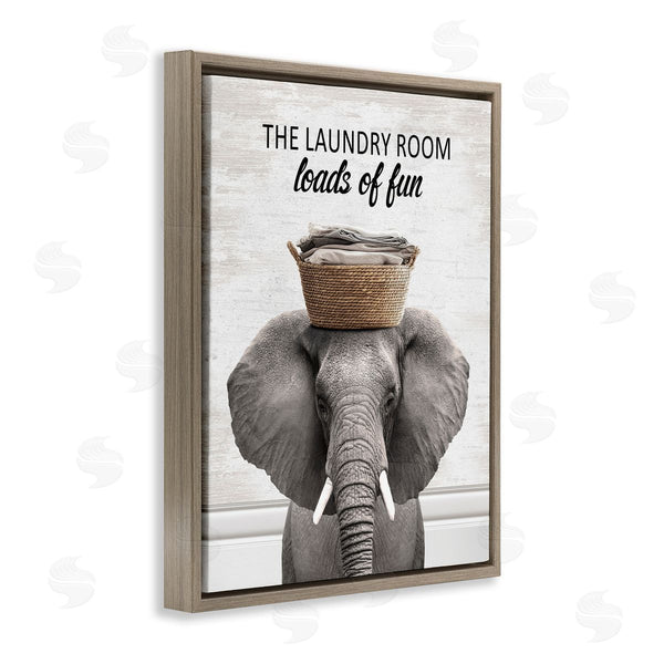 Stupell Industries Lettered And Lined | Loads Of Fun Laundry Elephant