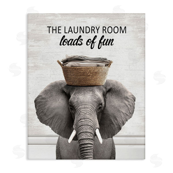 stupell industries Lettered and Lined | Loads Of Fun Laundry Elephant