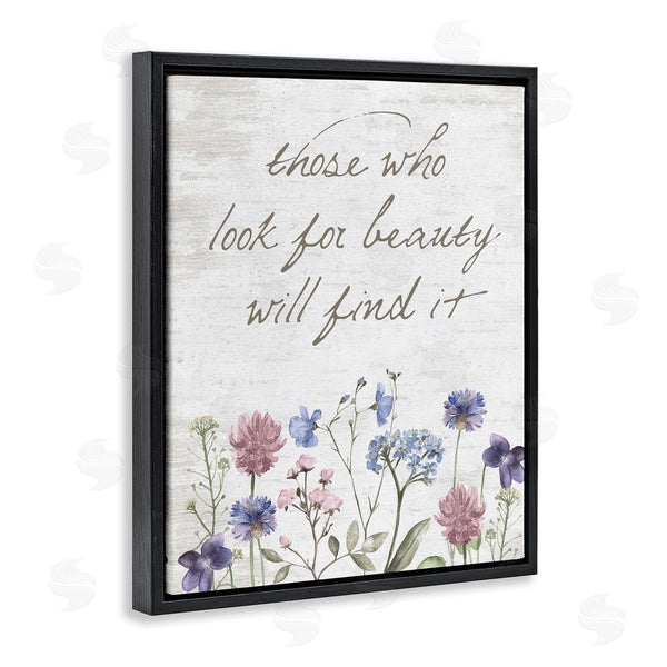 Stupell Industries Lettered And Lined | Look For Beauty Inspiring Flower Blossom Calligraphy Wall Art