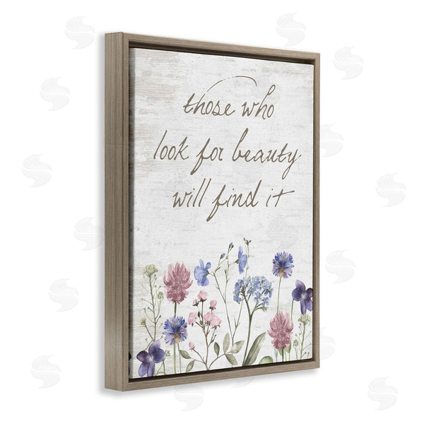 Stupell Industries Lettered And Lined | Look For Beauty Inspiring Flower Blossom Calligraphy Wall Art