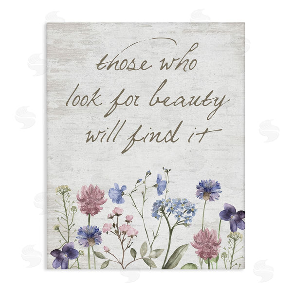 stupell industries Lettered and Lined | Look For Beauty Inspiring Flower Blossom Calligraphy Wall Art