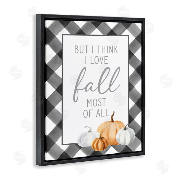 Stupell Industries Lettered And Lined | Love Fall Festive Phrase Autumn Plaid Border Wall Art