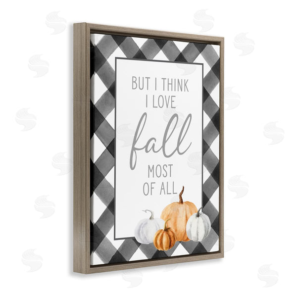 Stupell Industries Lettered And Lined | Love Fall Festive Phrase Autumn Plaid Border Wall Art