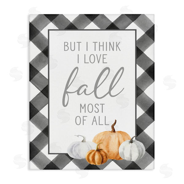 stupell industries Lettered and Lined | Love Fall Festive Phrase Autumn Plaid Border Wall Art