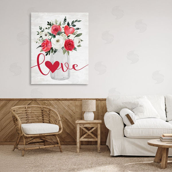 Stupell Industries Lettered And Lined | Love & Hearts Flower Bouquet