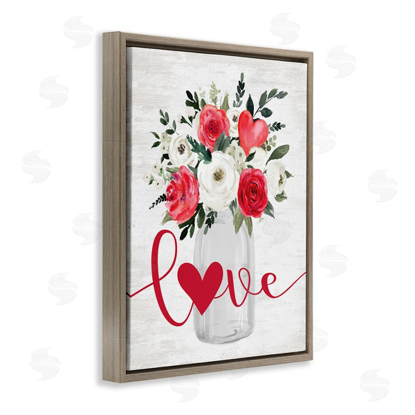 Stupell Industries Lettered And Lined | Love & Hearts Flower Bouquet