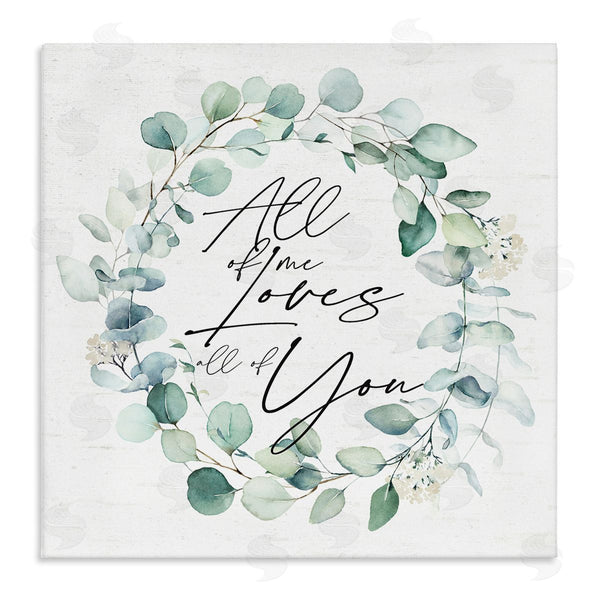 stupell industries Lettered and Lined | Love You Romantic Couple Botanical Plant Wreath Wall Art