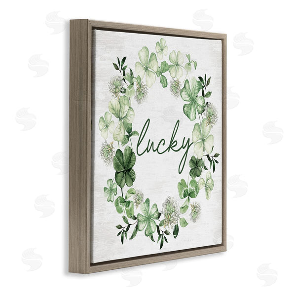 Stupell Industries Lettered And Lined | Lucky Clover Wreath