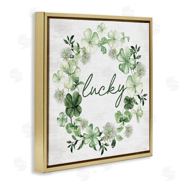 Stupell Industries Lettered And Lined | Lucky Clover Wreath