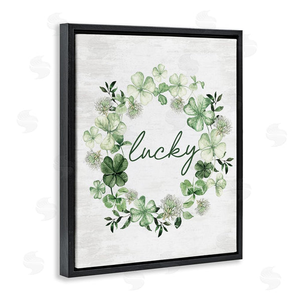 Stupell Industries Lettered And Lined | Lucky Clover Wreath Wall Art